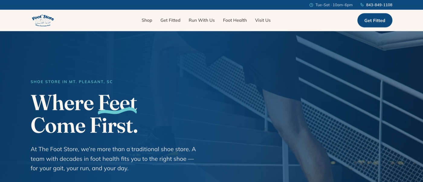 The Foot Store homepage prototype