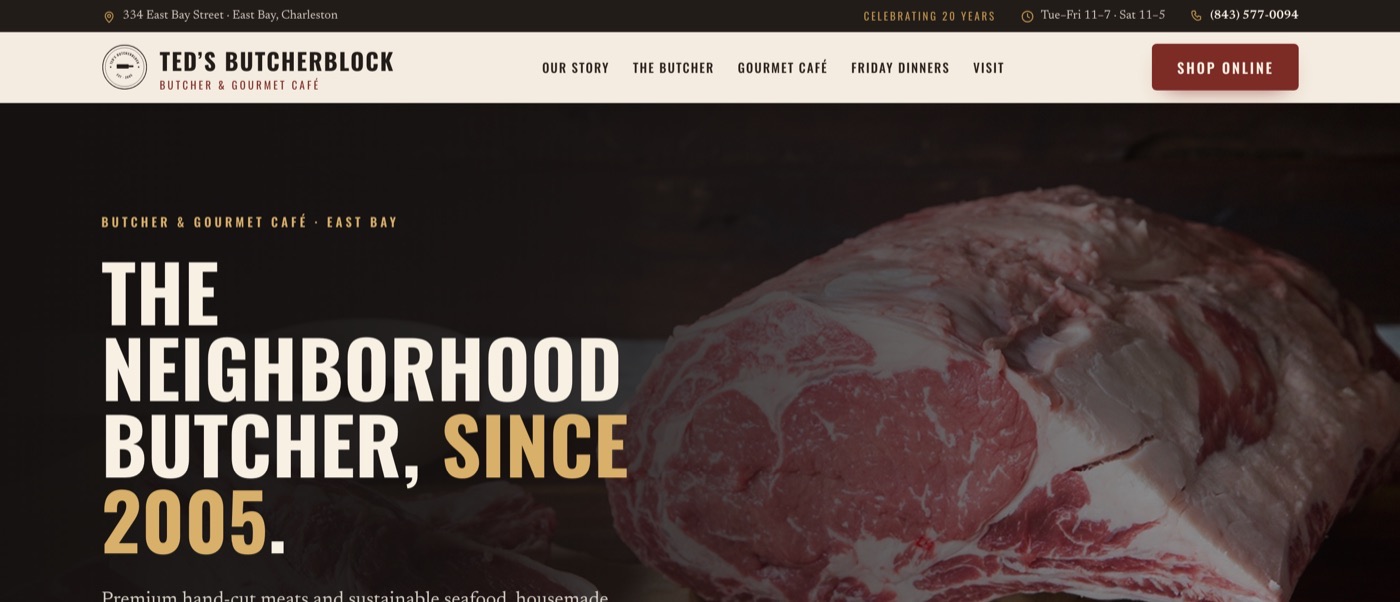 Ted's Butcherblock homepage prototype